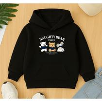 Moletom Canguru Infantil Unissex Fofo Estampa Naughty Bears Ursinhos Fofos Crianças Escola Frio