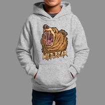 Moletom Canguru Infanto Juvenil Algodão Moda De Rua Confortável Inverno Blusa De Frio Wild Bear