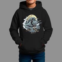 Moletom Canguru Infanto Juvenil Streetwear Casual Moda De Rua Inverno Blusa De Frio Lua Lobo