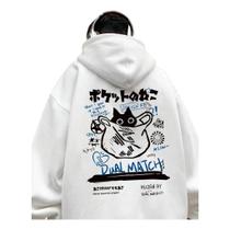 Moletom Canguru Japonês Black Cat Streetwear Inverno Bt268