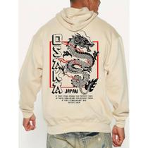 Moletom Canguru Japonês Dragão Estampado Osaka Jovens Street Moletom Canguru Japonês Dragão Estampado Osaka Jovens Street