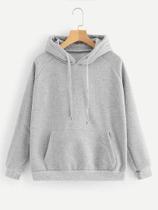 Moletom Canguru Liso Com Capuz e Bolso Unissex Adulto