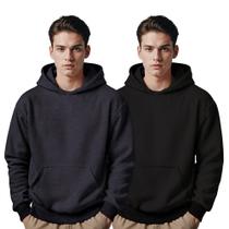 Moletom Canguru Masculino Algodão Capuz Bolso Frontal Kit 2 Moletom Canguru Masculino Algodão Capuz Bolso Frontal Kit 2