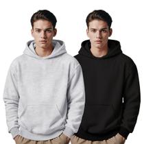 Moletom Canguru Masculino Algodão Capuz Bolso Frontal Kit 2