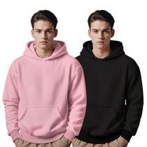 Moletom Canguru Masculino Algodão Capuz Bolso Frontal Kit 2