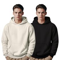 Moletom Canguru Masculino Algodão Capuz Bolso Frontal Kit 2