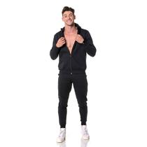 Moletom Canguru Masculino Preto com Zíper