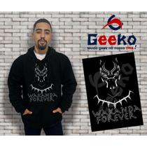 Moletom Canguru Masculino Wakanda Forever Pantera Negra Black Panther Geeko