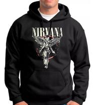 Moletom Canguru Nirvana Banda Rock Larga Unissex Inverno Fãs Moletom Canguru Nirvana Banda Rock Larga Unissex Inverno Fãs