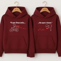 Moletom Canguru O que Deus Uniu, Não Separa o Homem Casaco Flanelado Felpado Com Capuz Moletom Canguru O que Deus Uniu, Não Separa o Homem Casaco Flanelado Felpado Com Capuz