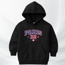 Moletom Canguru Paris 32 Moleton Infantil ao Adulto Flanelado Com Capuz College Canguru