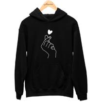 Moletom Canguru Preto Mão Coreana Estiloso e Confortável