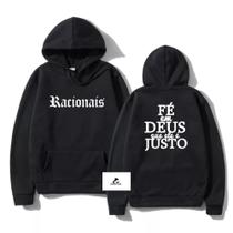 Moletom Canguru Racionais Mc's Rap Fé em Deus Blusa Unissex Moletom Canguru Racionais Mc's Rap Fé em Deus Blusa Unissex