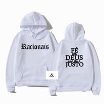Moletom Canguru Racionais Mc's Rap Fé em Deus Blusa Unissex Moletom Canguru Racionais Mc's Rap Fé em Deus Blusa Unissex
