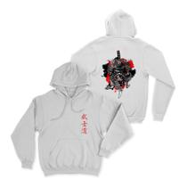 Moletom Canguru Samurai Mempo Mascara Katana Blusa Streetwear algodão flanelado