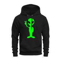 Moletom Canguru Unissex Algodão Blusa De Frio Alien Verde