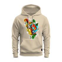 Moletom Canguru Unissex Algodão Blusa De Frio Caveira Floral