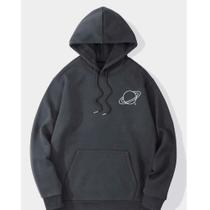 Moletom Canguru Unissex Com Capuz Algodão Flanelado Feminino e Masculino frio Planeta Saturno Escudo