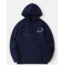 Moletom Canguru Unissex Com Capuz Algodão Flanelado Feminino e Masculino frio Planeta Saturno Escudo