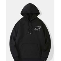 Moletom Canguru Unissex Com Capuz Algodão Flanelado Feminino e Masculino frio Planeta Saturno Escudo
