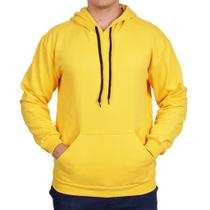 Moletom Canguru Unissex Fechado de Algodão Blusa com Capuz Lisa