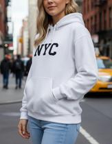 Moletom Canguru Unissex Flanelado Quentinho Estampado Nyc