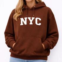 Moletom Canguru Unissex Flanelado Quentinho Estampado Nyc