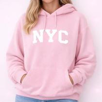 Moletom Canguru Unissex Flanelado Quentinho Estampado Nyc