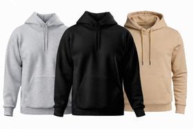 Moletom Canguru Unissex Liso Básico Com Capuz Casual Confortável