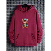 Moletom Canguru Unissex Masculino e Feminino Flanelado Blusa de Frio Promoção Urso De Jaqueta (FRENT
