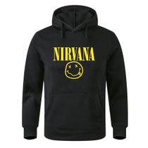 Moletom Canguru Unissex Nirvana Rock Grunge Premium Luxo Moletom Canguru Unissex Nirvana Rock Grunge Premium Luxo