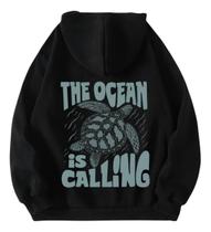 Moletom Canguru Unissex Oceano Estampado Tartarugas Cores