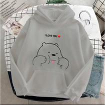 Moletom Canguru Urso I Love You (FRENTE) Com Capuz E Bolso Casaco Feminino Masculino Flanelado Uniss