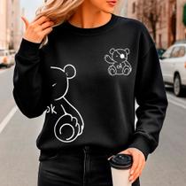 Moletom Careca Gola Redonda Urso Ok Streetwear Fofo Minimalista Algodão Macio e Quentinho Moletom Careca Gola Redonda Urso Ok Streetwear Fofo Minimalista Algodão Macio e Quentinho