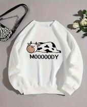 Moletom Careca Vaca Moody Feminina Blusa De Frio Casual Fofo