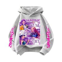 Moletom Cartoon Para Meninos E Meninas Roxo Rumi Derpy KPop Demon Hunter Quente E Grosso Estilo