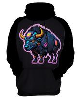 Moletom Casaco Blusa Animais Cyberpunk Búfalo Africa HD 2