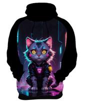 Moletom Casaco Blusa Animais Cyberpunk Gatos Felinos HD 2