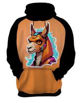 Moletom Casaco Blusa Animais Cyberpunk Lhama Alpaca HD 3
