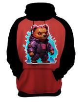 Moletom Casaco Blusa Animais Cyberpunk Urso Marrom HD 1