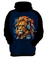 Moletom Casaco Blusa Animais Óculos Leão Fone Moderno 1