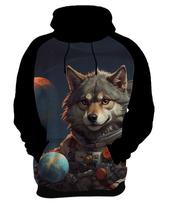 Moletom Casaco Blusa Animal Lobo Astronauta Lua Marte