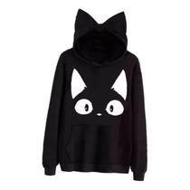 Moletom Casaco Blusa Canguru Gato Capuz Com Orelhas Feminino Moletom Casaco Blusa Canguru Gato Capuz Com Orelhas Feminino