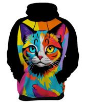 Moletom Casaco Blusa Gato Gatinho Pop Art Abstrata HD 1 Moletom Casaco Blusa Gato Gatinho Pop Art Abstrata HD 1