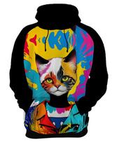 Moletom Casaco Blusa Gato Gatinho Pop Art Abstrata HD 2