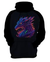 Moletom Casaco Dragão Neon Monstro Fogo Rei Mitologia 1 Moletom Casaco Dragão Neon Monstro Fogo Rei Mitologia 1