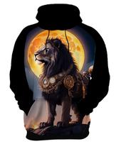 Moletom Casaco Estampada Steampunk Leão Tecnovapor 1 Moletom Casaco Estampada Steampunk Leão Tecnovapor 1