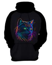 Moletom Casaco Estampada T-shirt Face Gato Neon Felino 1