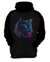 Moletom Casaco Estampada T-shirt Face Gato Neon Felino 3