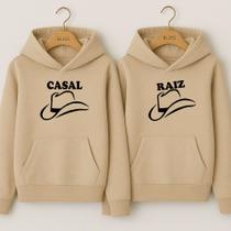 Moletom Casal Raiz Canguru Blusa De Frio Com Capuz Combinados Namorados Marido